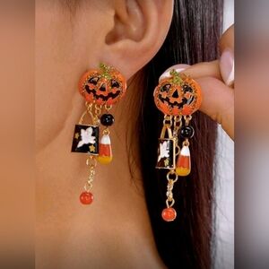 Halloween Pumpkin Dangle Earrings